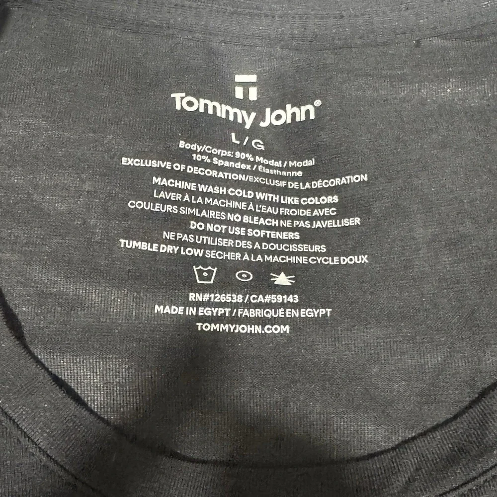 Tommy John Second Skin Pajama Black Long Sleeve Crew Neck Men's Size Large - NWT